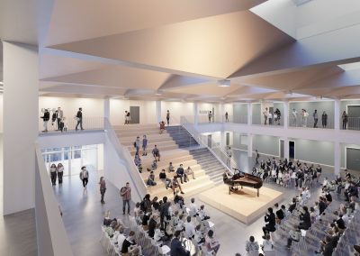 Visualisierung: So wird die Aula aussehen - Blick von oben Copyright © gmp Architekten und GOLDBECK Ost GmbH