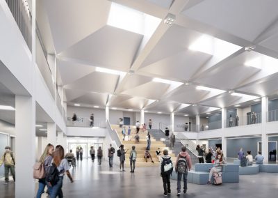 Visualisierung: So wird die Aula aussehen - Blick von unten Copyright © gmp Architekten und GOLDBECK Ost GmbH