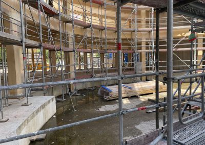In diesem Bereich wird später die Bibliothek untergebracht sein - mit an die Rundung angepassten Regalen und vielen Sitzmöglichkeiten.